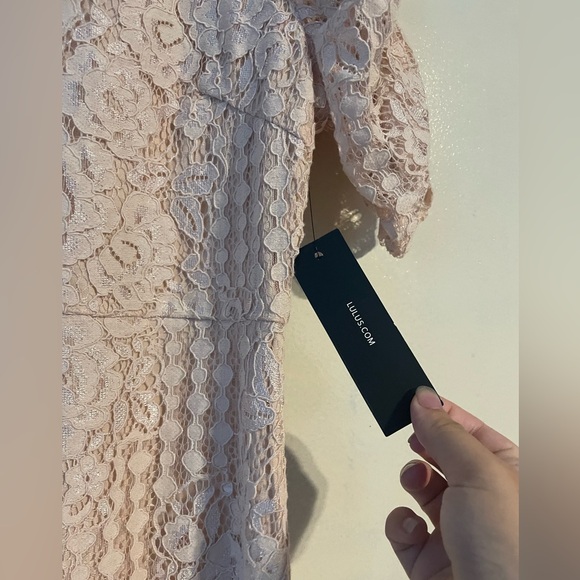 NWT Lulus Tatianna Blush Pink Lace Short Sleeve Mini Dress wedding guest girly - Picture 7 of 12